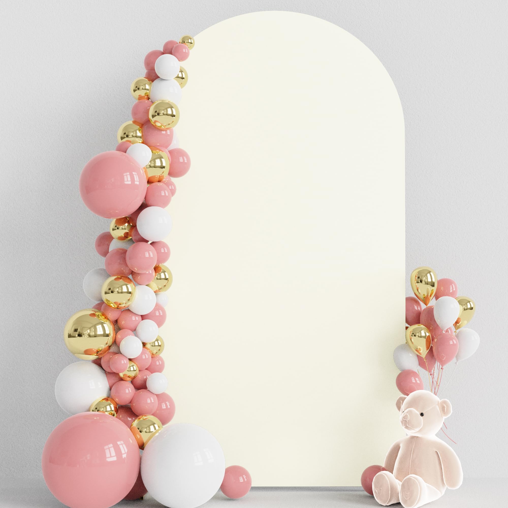 Wokceer 7.2Ft Wedding Arch Cover Spandex Fitted Wedding Arch Stand Covers Round Top Chiara Arch Backdrop Cover For Birthday Part