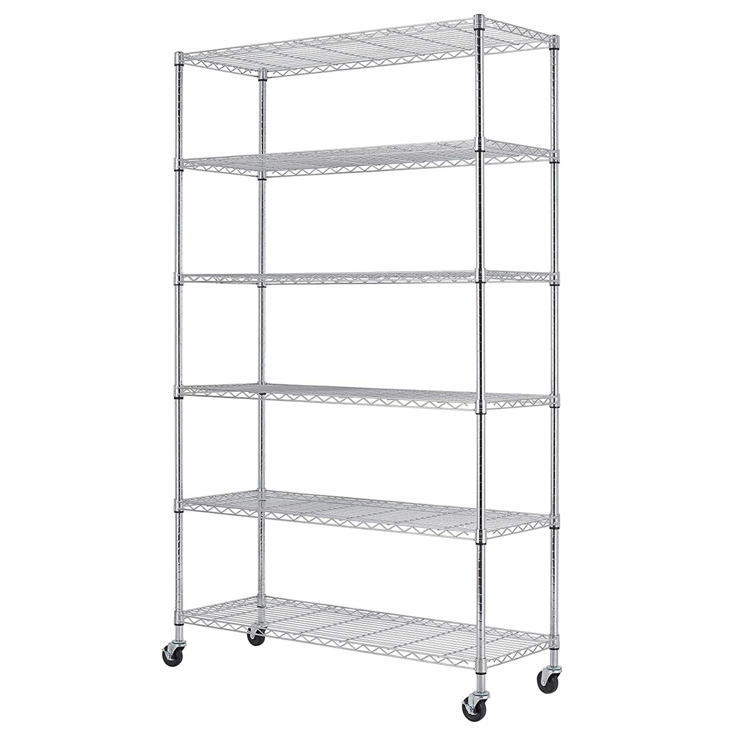 BestMassage 72x48x18 6 Tire Wire Shelving Unit NSF Storage Shelves Large Heavy Duty Metal Shelf Organizer Height Adjustable Comm