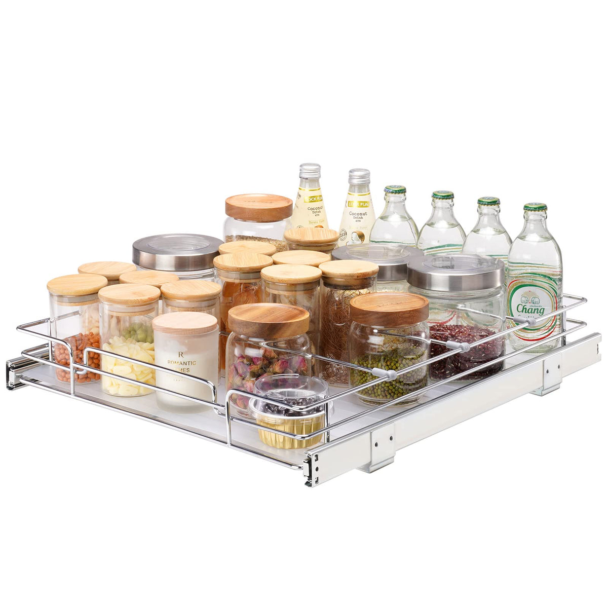 VEVOR 17''W x 21''D Pull Out Cabinet Organizer, Heavy Duty Slide Out Pantry Shelves, Chrome-Plated Steel Roll Out Drawers, Slidi