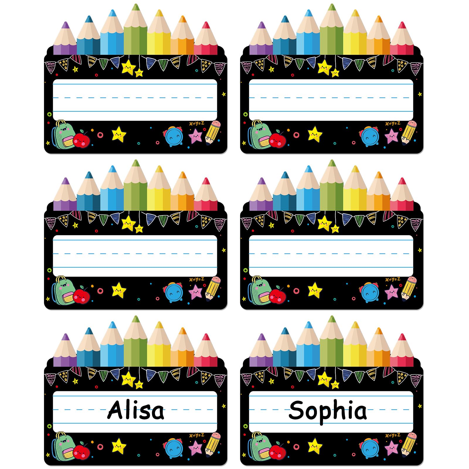 Sicohome Name Tags For Classroom Desks - 48Pcs Chalkboard Bright Student Name Plates For Classroom For Kindergarten Preschool Cl
