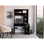 Xalo 180 Compu Hutch Desk, Keyboard Tray, Door Panel for CPU, Multiple Shelves, 1 Drawer, Black