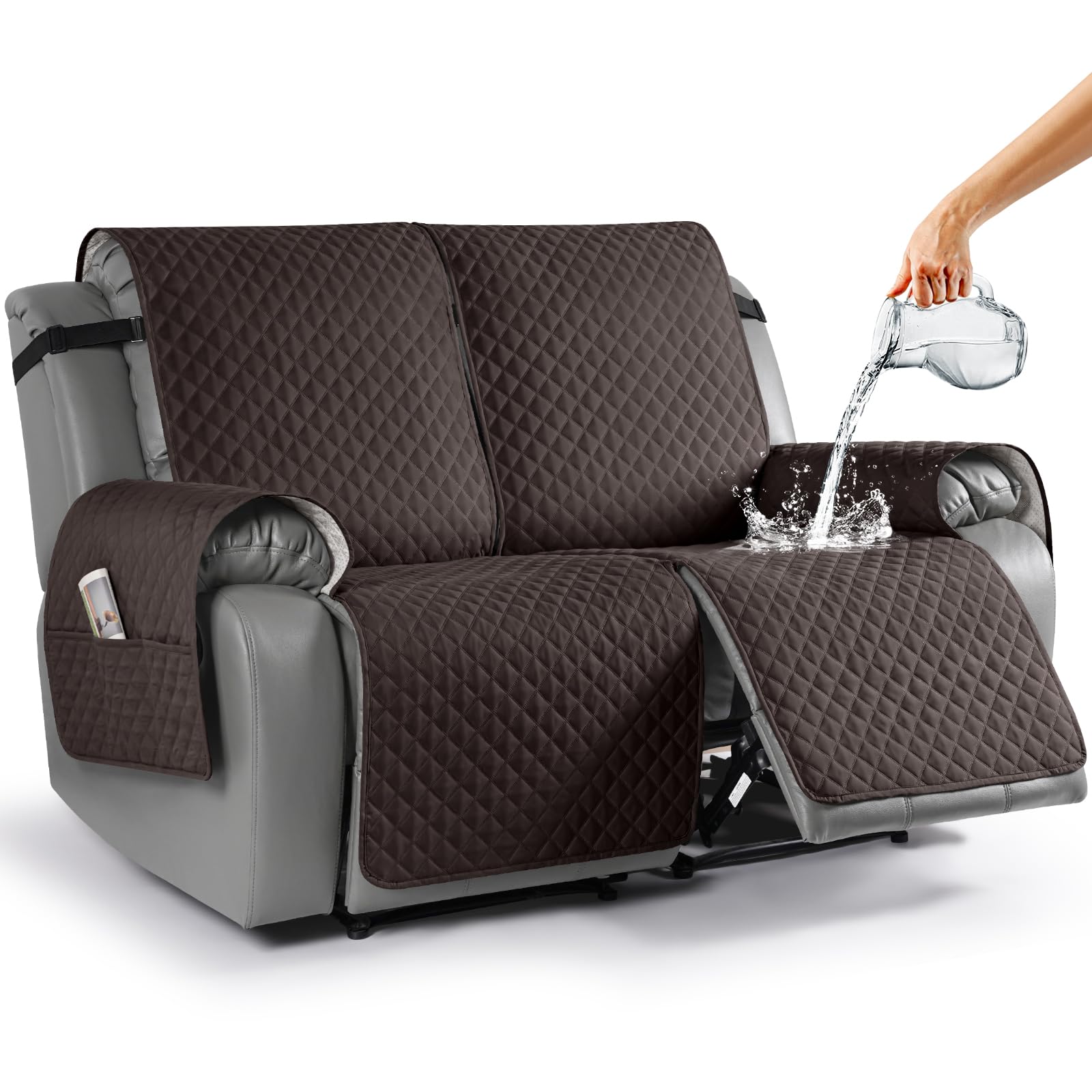 Taococo Loveseat Recliner Cover Non-Slip Sofa Slipcover, Pet Cover For Loveseat Recliner With Elastic Straps, Washable Reclining