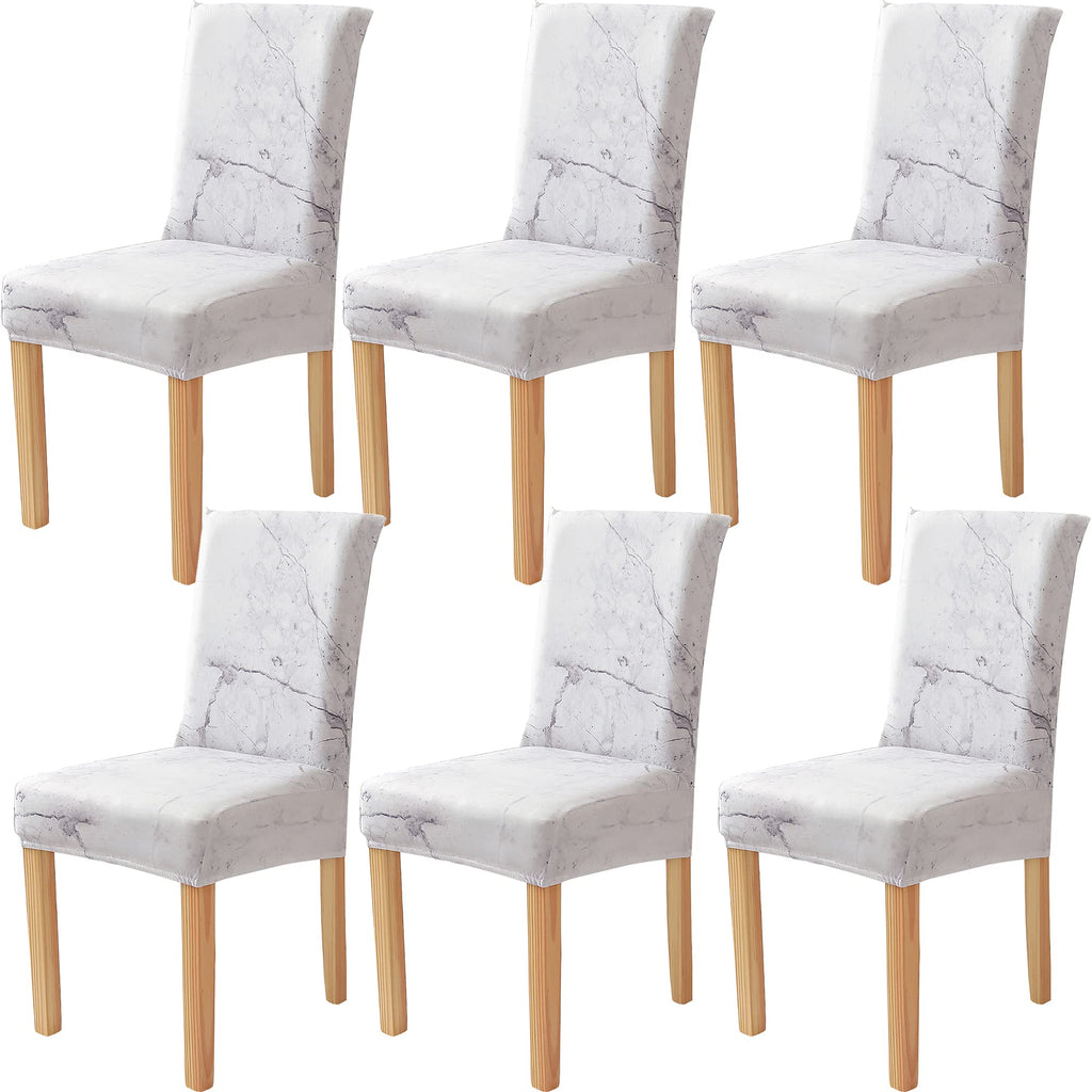 Yiaizhuo Chair Covers For Dining Room Set Of 6 Pack Marble Slipcovers High Back Chairs Cover Stretch Slipcover