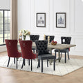 Vicbarley Leather Dining Chair Set Of 6 Upholstered Tufted Dining Room Chair With Nailhead Trim And Rubber Wood Legs For Kitchen