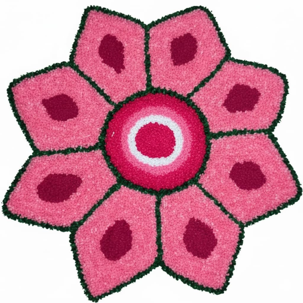 Rangoli Doormat Mat Chatai Baithak Asan 60 cm | Colorful Decorative Pooja Floor Mat | Traditional Indian Design for Festivals, M
