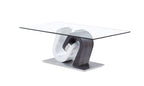 HomeRoots 48' Clear and Gray and White Glass Coffee Table