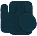 Mk Home LLC 3 Piece Bathroom Rug Set Bath Rug, Contour Mat & Lid Cover Non-Slip with Rubber Backing Solid Navy New