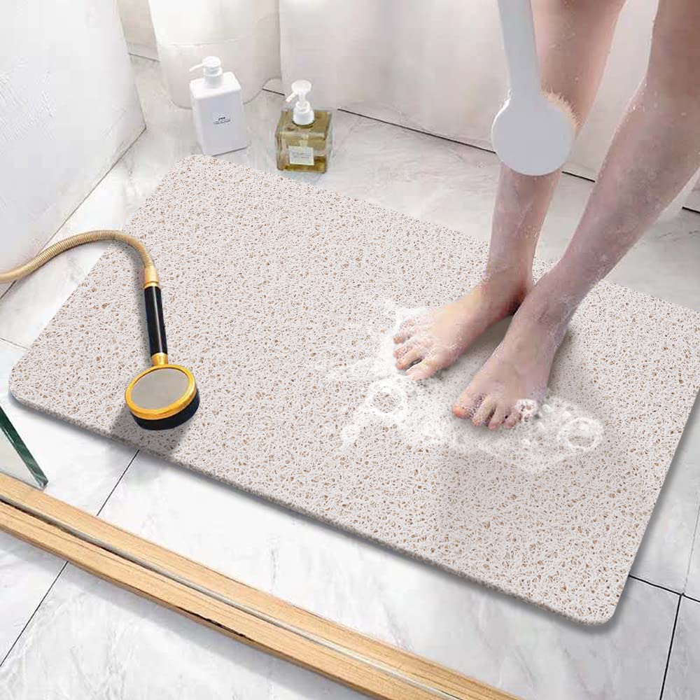 Asvin Soft Textured Bath, Shower, Tub Mat, 24x16 Inch, Phthalate Free, Non Slip Comfort Bathtub Mats with Drain, PVC Loofah Bath