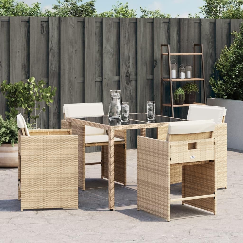 vidaXL Garden Chairs with Cushions 4 Pieces Beige Polyrattan