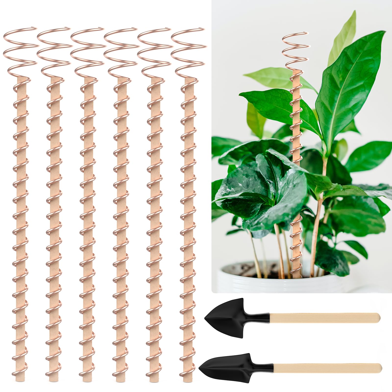 Electroculture Plant Stakes, 6 Pack 11.5' Long Copper Garden Stakes, Electroculture Gardening Copper Coil Antennas For Growing