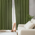 HOMEIDEAS Non-See-Through Olive Green Privacy Sheer Curtains, 52 X 84 Inches Long 2 Panels Sheer Curtains Light Filtering Window