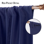 Dwcn Blackout Curtains-Tie Up Shade For Window Thermal Insulated Room Darkening Rod Pocket Curtains For Kitchen, Navy Blue, W42