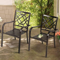 Suncrown 2 Pieces Wrought Iron Black Chairs 300 Lbs Outdoor Dining Chairs, Patio Metal Stackable Chair With Armrest For Backyard, Garden, Poolside