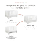 Babyletto Modo 3-In-1 Convertible Crib With Toddler Bed Conversion Kit In White, Greenguard Gold Certified