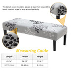 Fuloon Stretch Dining Bench Cover, Anti-Dust Removable Bench Slipcover Washable Print Bench Seat Protector Cover For Living Room, Bedroom, Kitchen (Gray-Black)