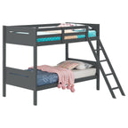 Coaster Home Furnishings Littleton Transitional Wood Twin Over Twin Size Bunk Bed Frame with Ladder and Guardrails Fully Slatted Mattress Ready Foundation Grey 405051GRY