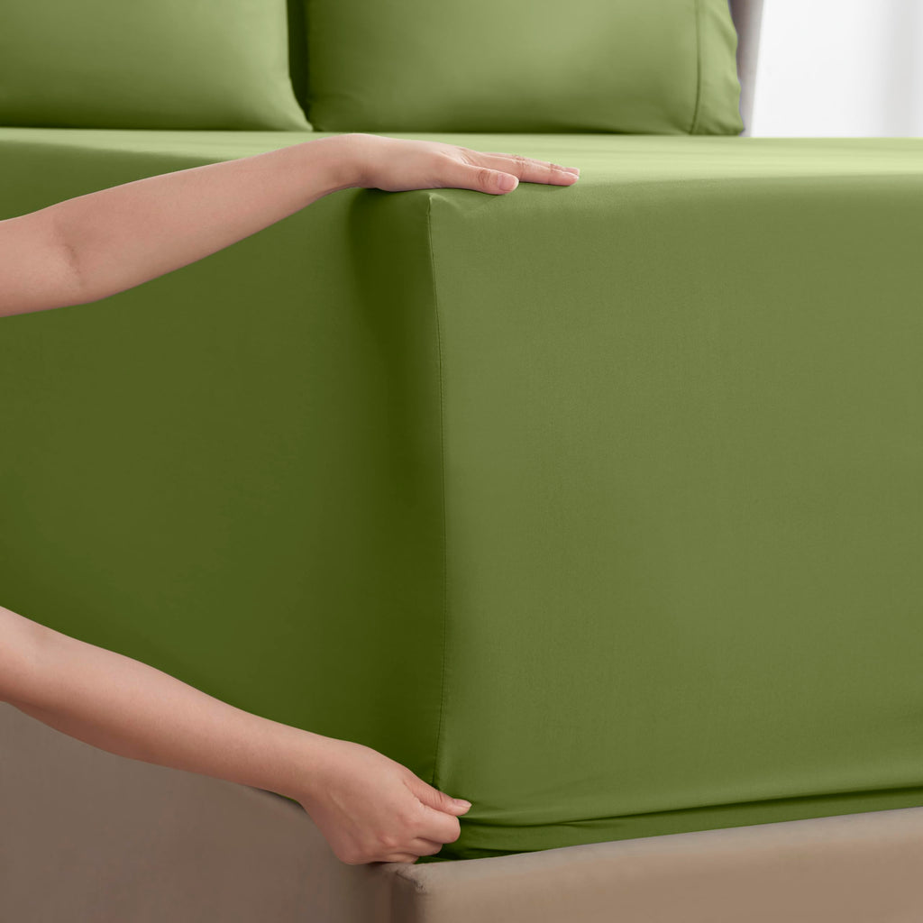 Nestl Extra Twin Deep Pocket Sheets Set - 4 Pc Soft Microfiber Twin Sheets Deep Pocket - Fade Resistant Bedding Sheets & Pillowcases - Twin, Calla Green