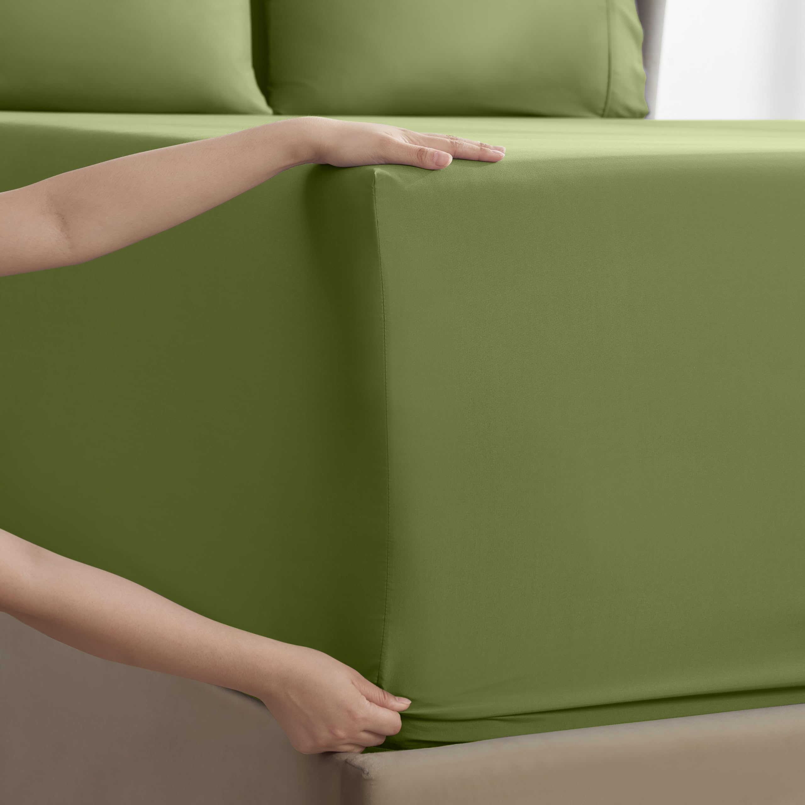 Nestl Extra Twin Deep Pocket Sheets Set - 4 Pc Soft Microfiber Twin Sheets Deep Pocket - Fade Resistant Bedding Sheets & Pillowcases - Twin, Calla Green