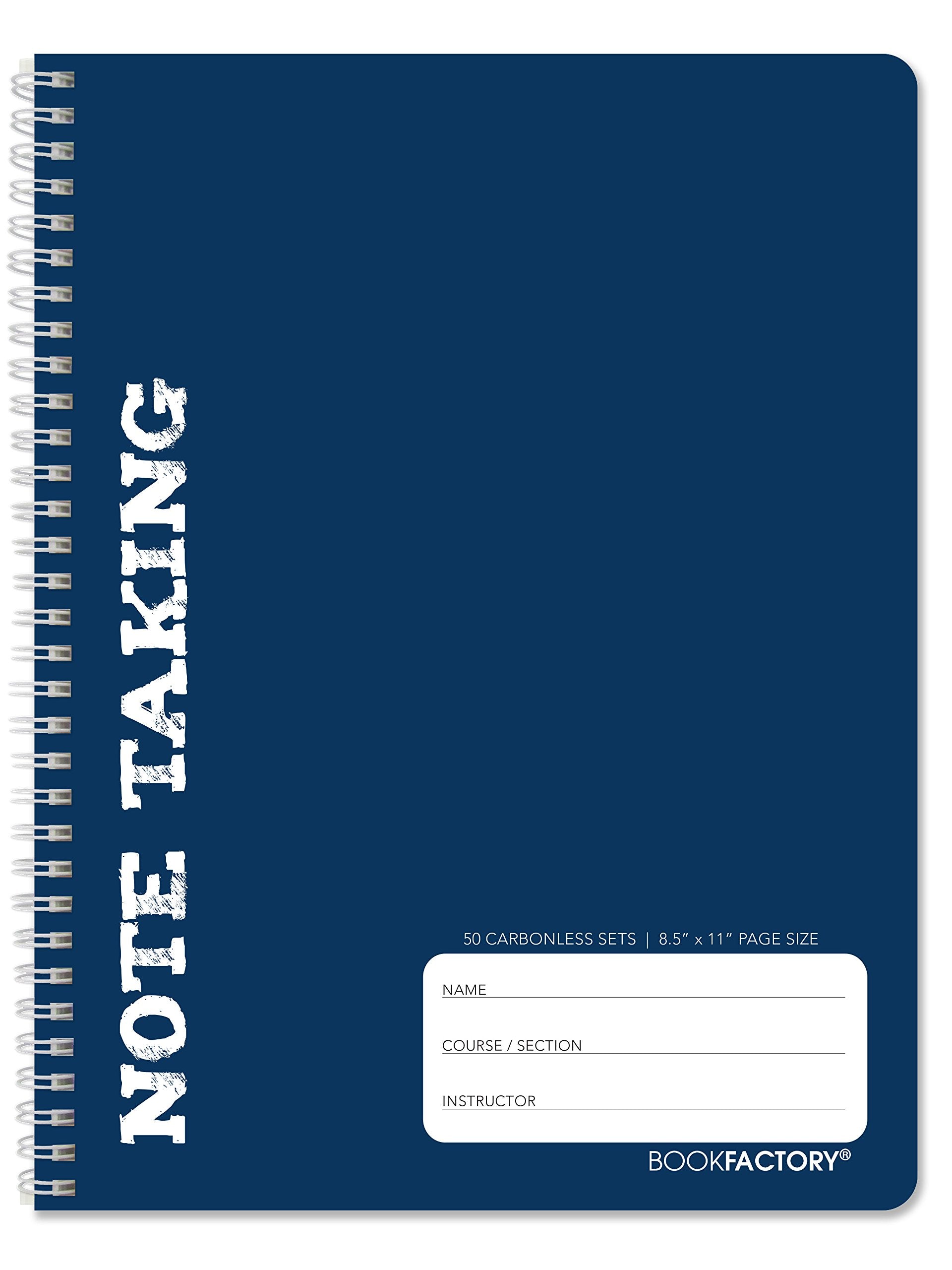 Bookfactory Note Taking Notebook/Student Note Taker Carbonless Notebook, 50 Sets Of 8 1/2' X 11' Pages - 100 Sheets Total - [W