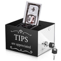 Vesici Tip Jars For Money 6 X 4 X 5 Inch Acrylic Tip Collection Box With Lock Donation Suggestion Box For Tip Storage Container