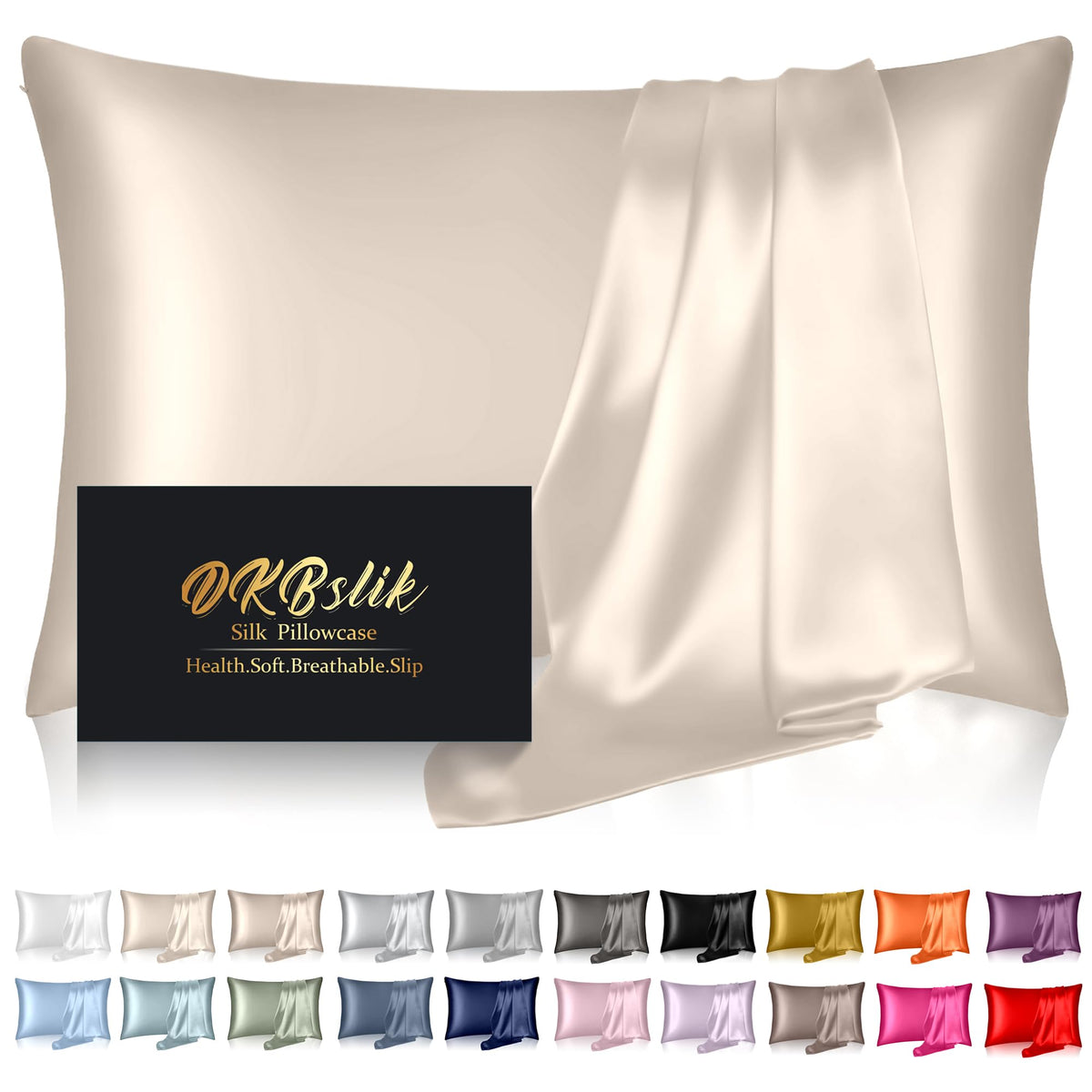 Silk Pillowcase For Hair And Skin, Mulberry Silk Pillow Cases King Size, Anti Acne Cooling Beauty Sleep Both Sides Natural Silk