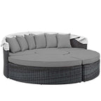 Modway Summon Outdoor Patio Daybed with Canopy and Sunbrella Cushions in Canvas Gray