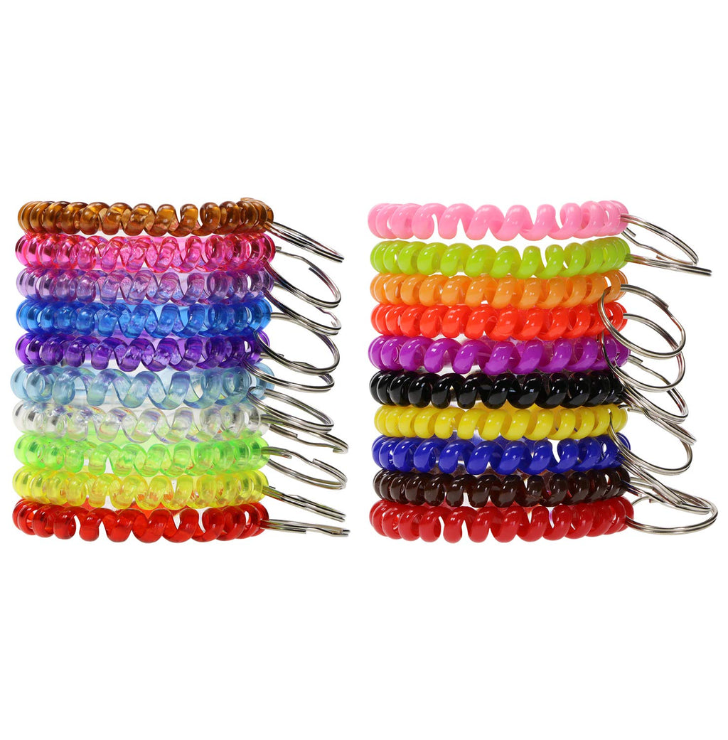 Shapenty Colored Plastic Coil Stretch Wristband Elastic Stretchable Spiral Bracelet Key Ring Chain For Gym, Pool, Id Badge And O