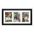 Golden State Art, 9x18 Black Wood Frame - White Mat for Three 5x7 Pictures - Sawtooth Hangers- Swivel Tabs - Wall Mounting - Lan