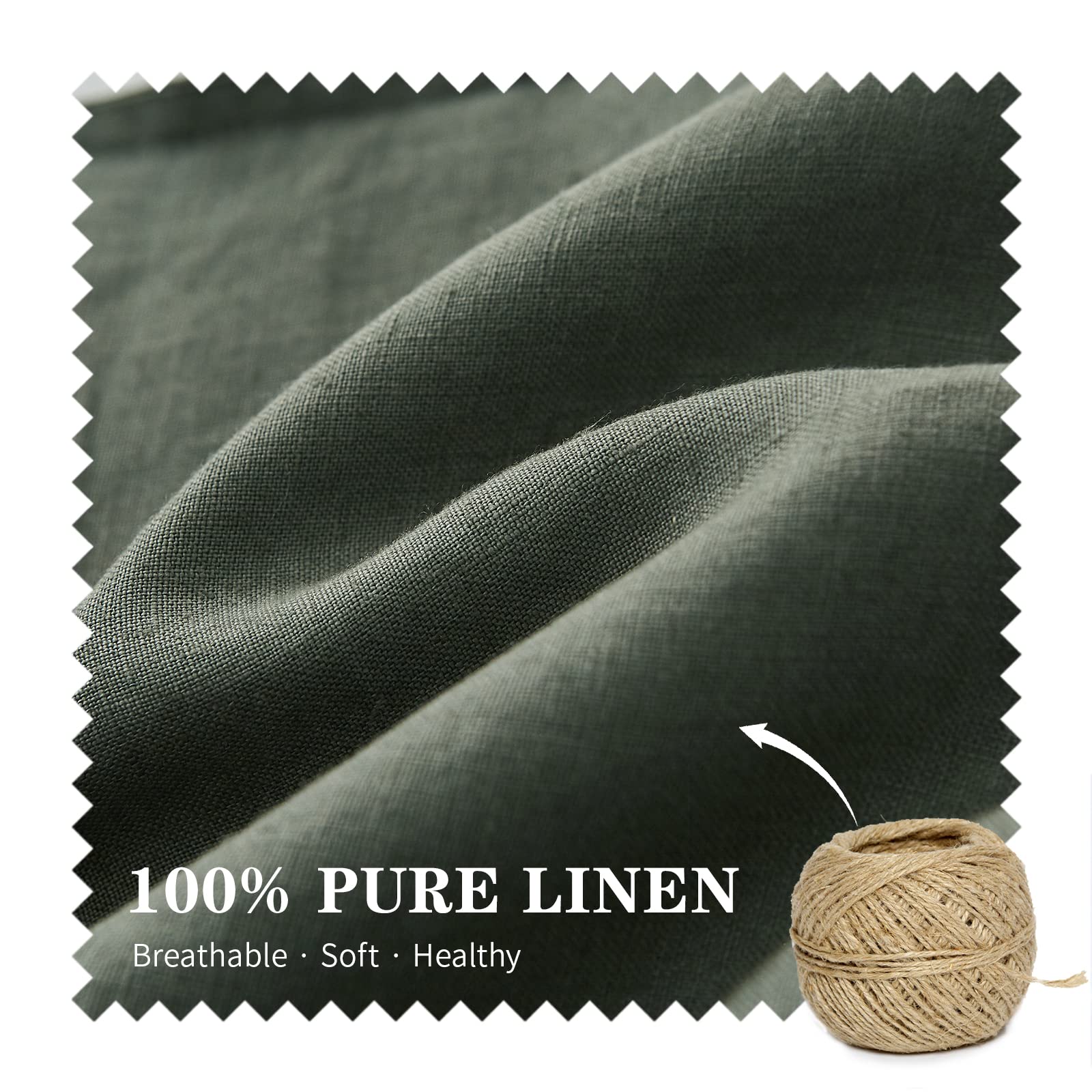 Simple&Opulence 100% Linen Lumbar Pillow Cover 12 X 20 Inches Set Of 2 Rectangular Decorative Throw Cushion Cover For Couch Sofa Bed Living Room Office Soft Breathable Farmhouse - Cushing Green