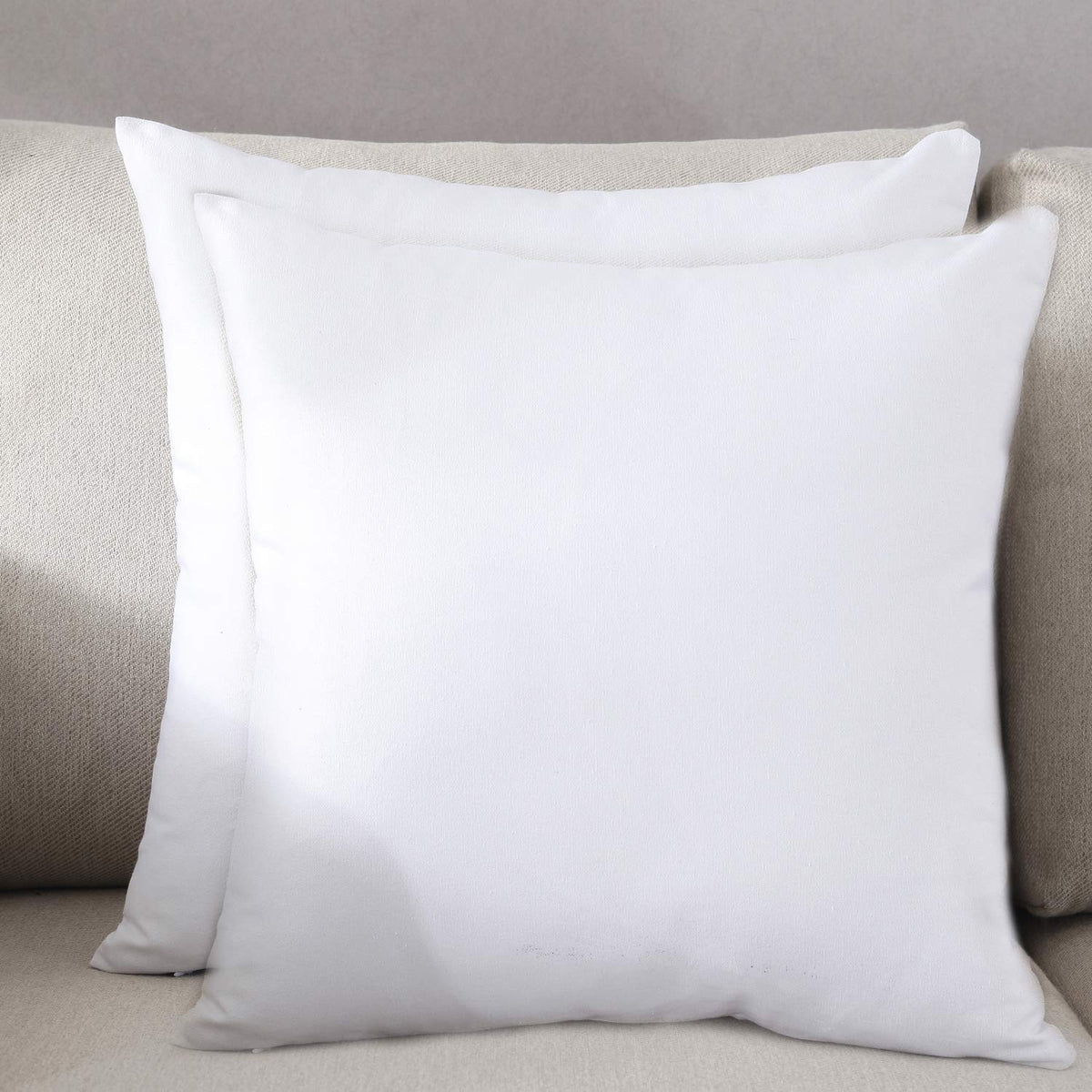 TAOSON Set of 2 Home Decorative 100% Cotton Canvas Square Throw Pillow Covers Cushion Case Solid Pillowcase with Hidden Zipper C