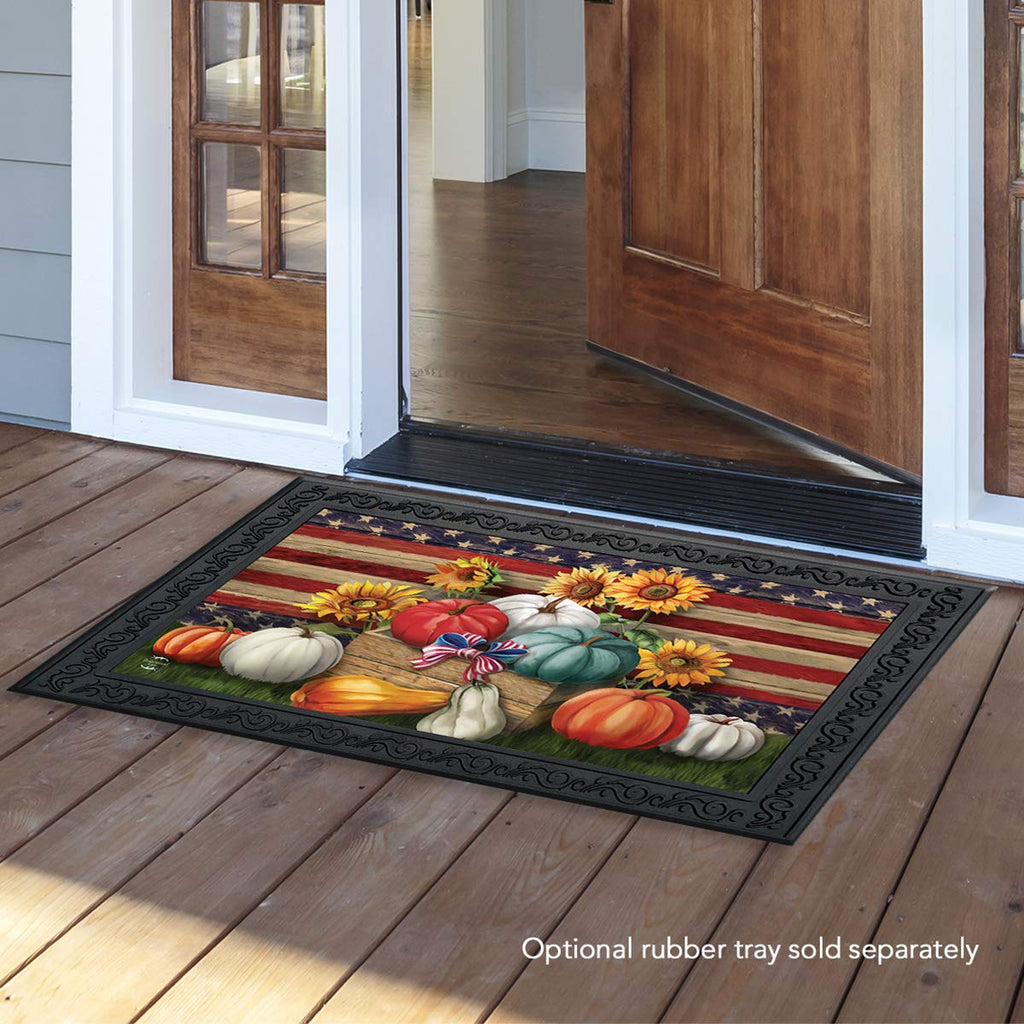 Briarwood Lane Patriotic Pumpkins Autumn Doormat Sunflowers Indoor/Outdoor 30' X 18'
