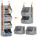 Fabric Hanging Closet Clothes Organizers and Storage Detachable 4 Tier