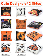 Halloween Decorations Double-Side Printing Pillow Covers 18'' X 18'' Set Of 4, With 8 Cute Halloween Decor Patterns, Elegant Inv