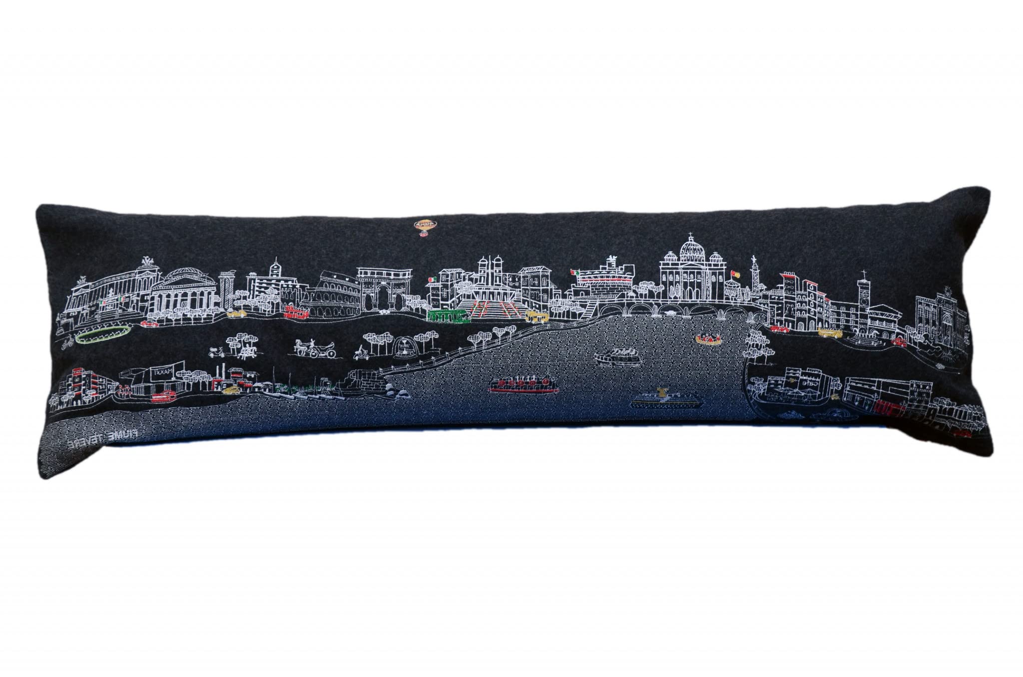 HomeRoots Grey 45' Black Rome Nighttime Skyline Lumbar Decorative Pillow