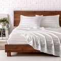 Mr&Hm Satin Bed Sheets, King Size Sheets Set, 4 Pcs Silky Bedding Set With 15 Inches Deep Pocket For Mattress(King, Ivory Stripe