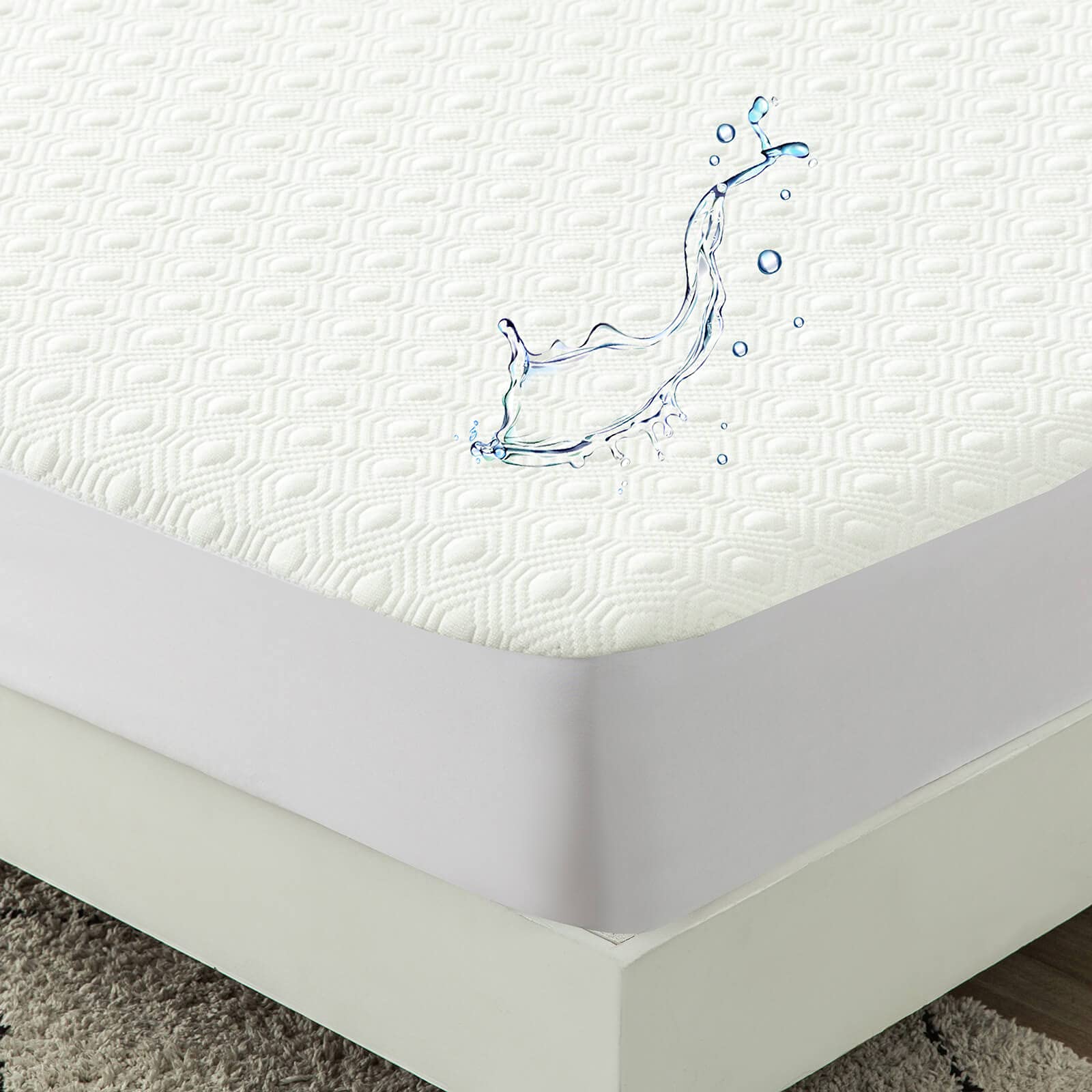 Cooling Bamboo Viscose Waterproof Rv King Mattress Protector For 72 X 80 Or 70X80 Narrow King Bed With Stretchy Skirt Fitted Noi