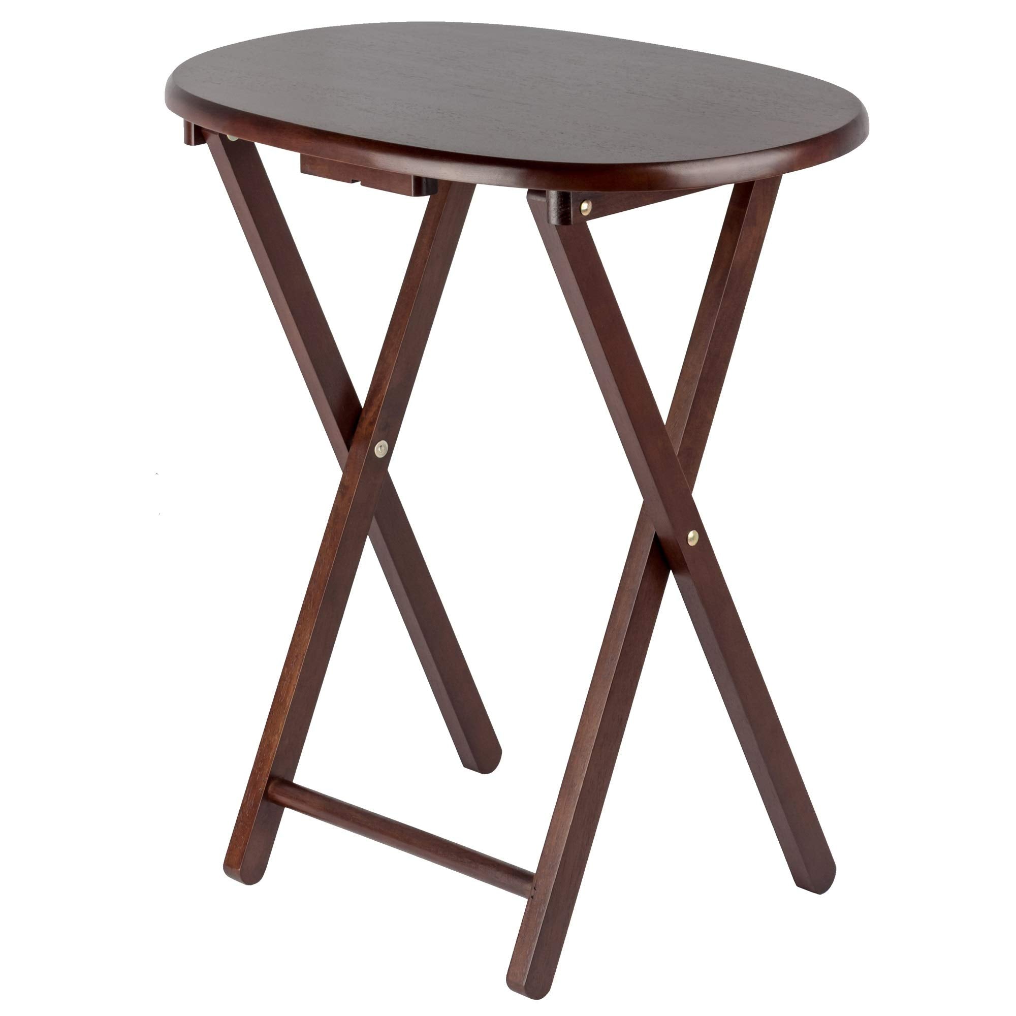 Ergode Wood Nathan 5-Piece Snack Table Set - Versatile and Stylish, Solid Wood, Cappuccino Finish, Foldable Tables with Storage Rack