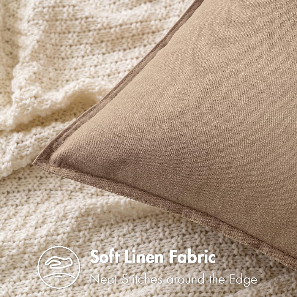 Miulee Pack Of 2 Coco Brown Pillow Covers 26X26 Inch Decorative Couch Throw Pillow Covers Spring Linen Cushion Covers Set Modern Farmhouse Home Decor For Sofa Living Room Bed