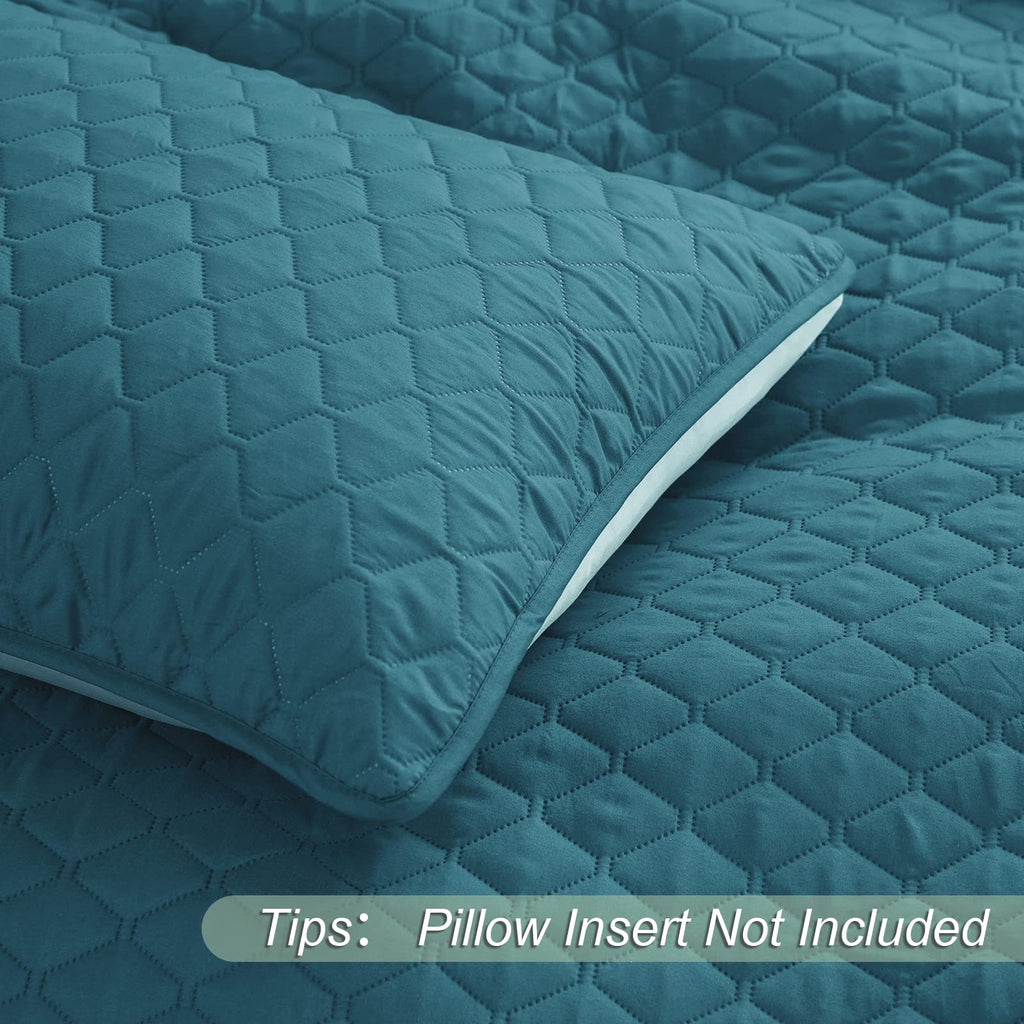 Exclusivo Mezcla Ultrasonic Reversible Full Queen Quilt Bedding Set With Pillow Shams, Lightweight Quilts Queen Size, Soft Bedsp