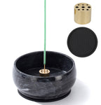 Incense Holder, Incense Burner ash Catcher with Brass 9 Holes Incense Stick Holder for Home Decor Yoga Spa Madiation (Natural Bl