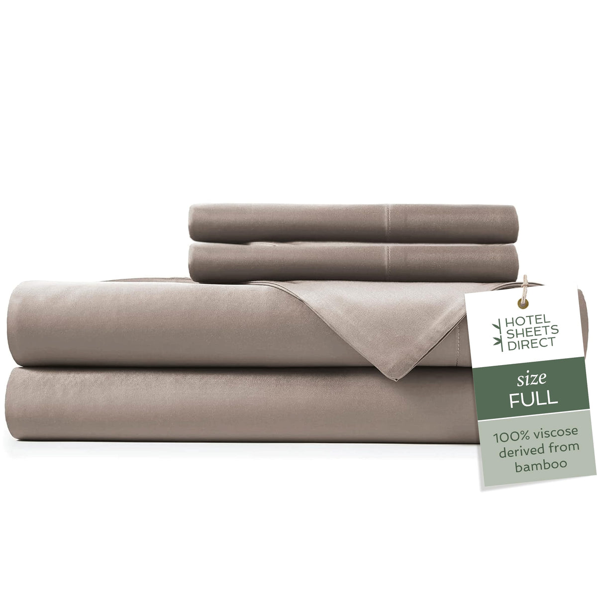 Hotel Sheets Direct 100% Viscose Derived From Bamboo Sheets Full - Cooling Luxury Bed Sheets W Deep Pocket - Silky Soft - Sand