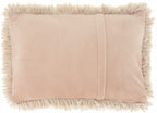 HomeRoots 100% Polyester Beige Knubby Plush Lumbar Throw Pillow