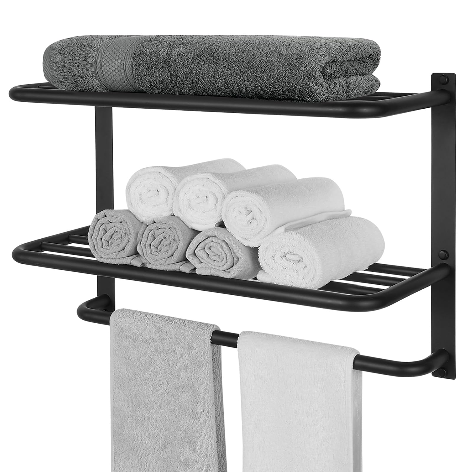 Towel Rack for Bathroom, DEWVIE 23 Inch Tower Holder with Tower Bars, SUS 304 Stainless Steel Lavatory Bath Towel Shelf Towel Ha