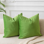 Juspurbet Apple Green Velvet Throw Pillow Covers 16X16 Inch Set Of 2 For Living Room Couch Sofa Bedroom Decorative Square Solid