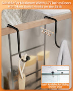 SWTYMIKI Over The Door Shower Caddy, Double Soap Holder, 16 Hooks, Black, No Drilling, Model ZWJ76