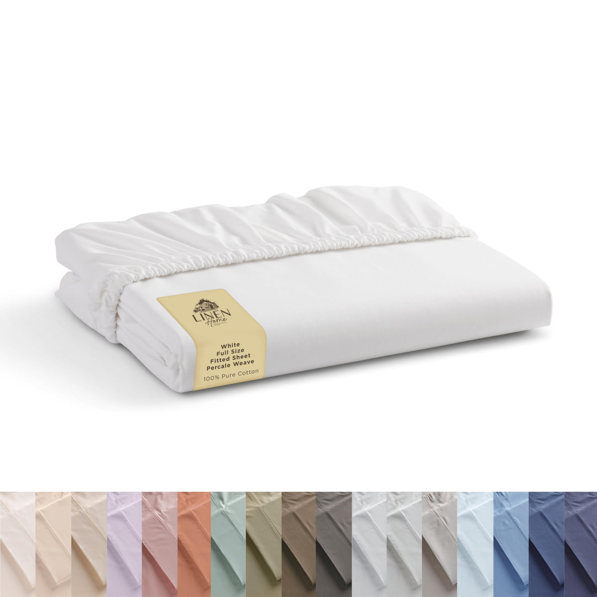 100% Cotton Percale Fitted Sheet Full Size, White, 1 Deep Pocket Fitted Sheet, Crisp And Cool Strong Bed Linen, 54'X75'+15'