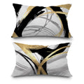 Supwhd Black White And Gold Pillow Covers, Abstract Black And Gold Pillow Covers 12X20 Set Of 2, Modern Boho Home Decor, Black A