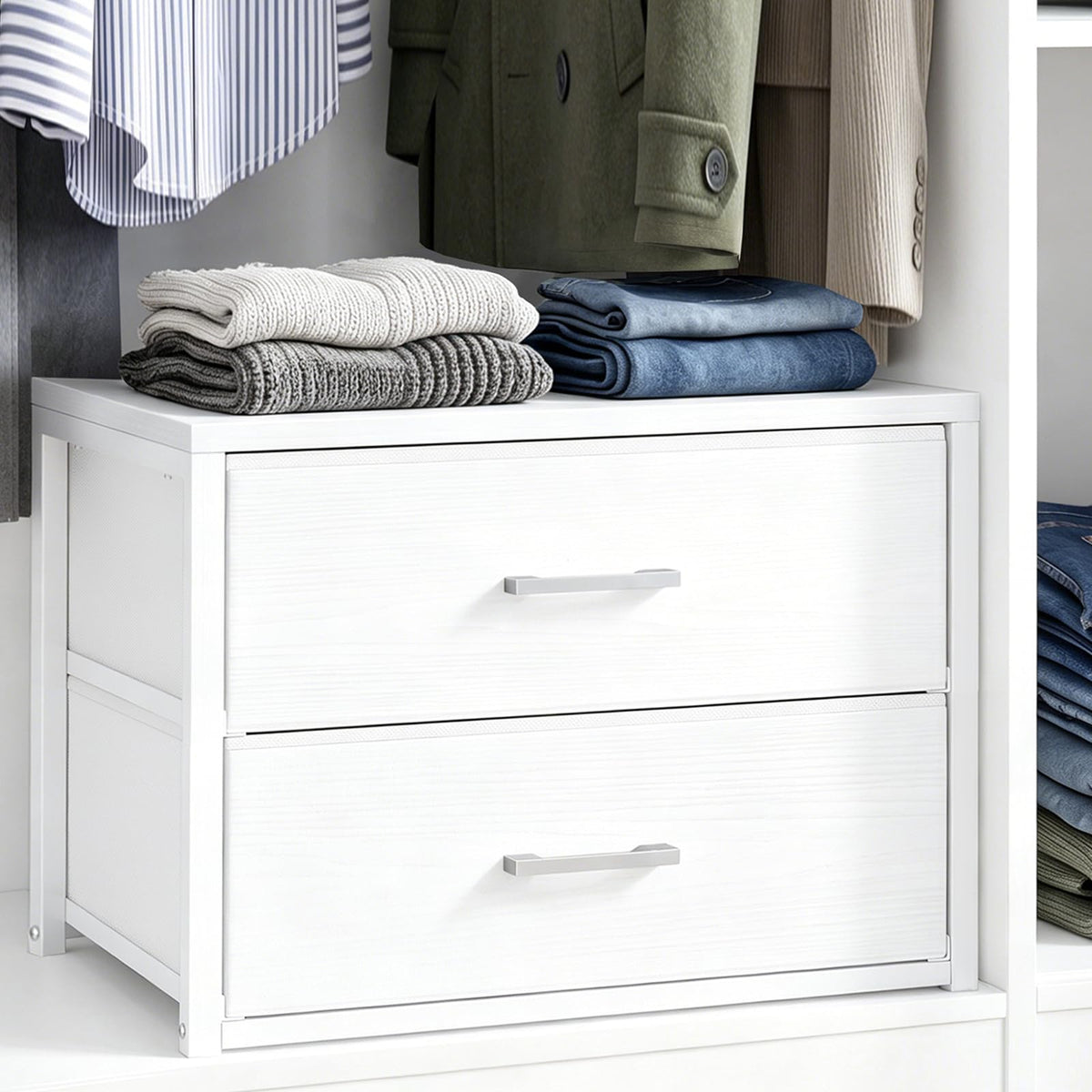 Fixwal Closet Drawers for Clothes, 1 Pack, 2 Drawers Dresser, 21.2 Wide