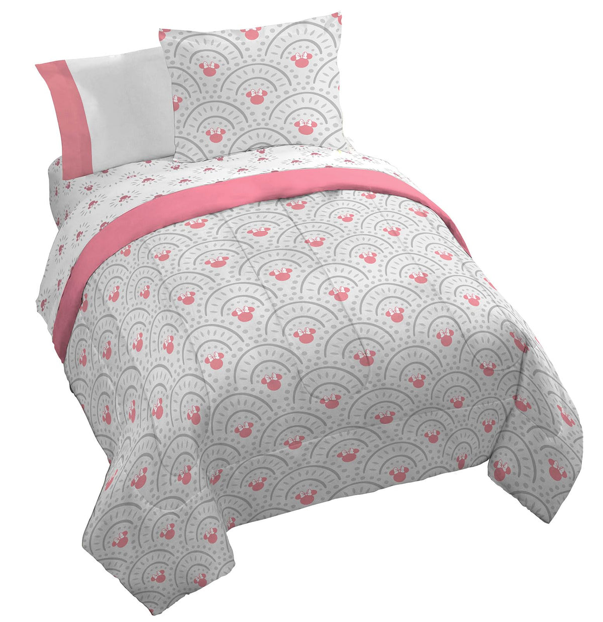 Jay Franco Disney Minnie Mouse Queen Comforter Set - 7 Piece Bedding Includes Sheet Set & Pillow Covers - Super Soft Cozy Pink M