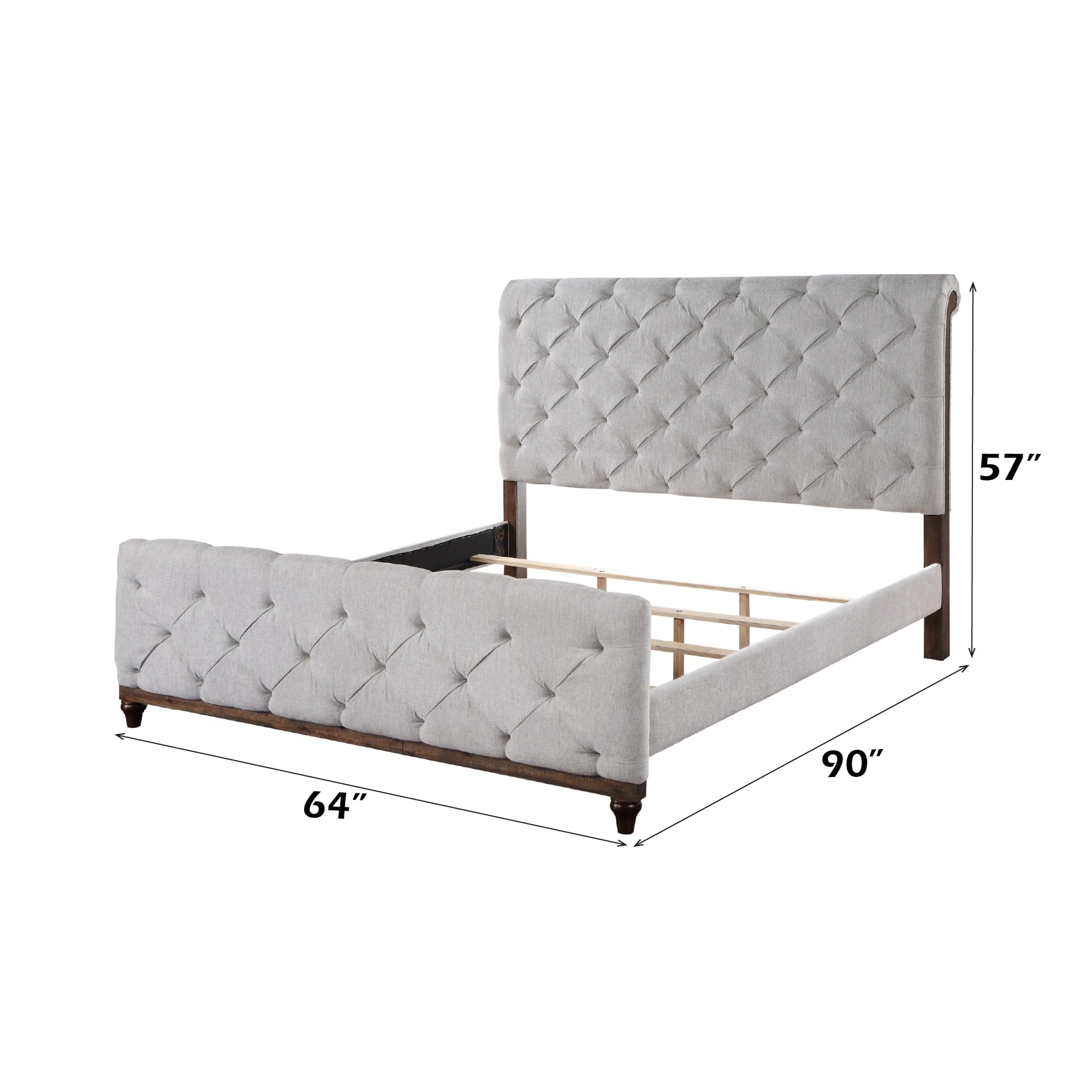 Acme Andria Tufted Fabric Queen Bed - Thumbnail 3